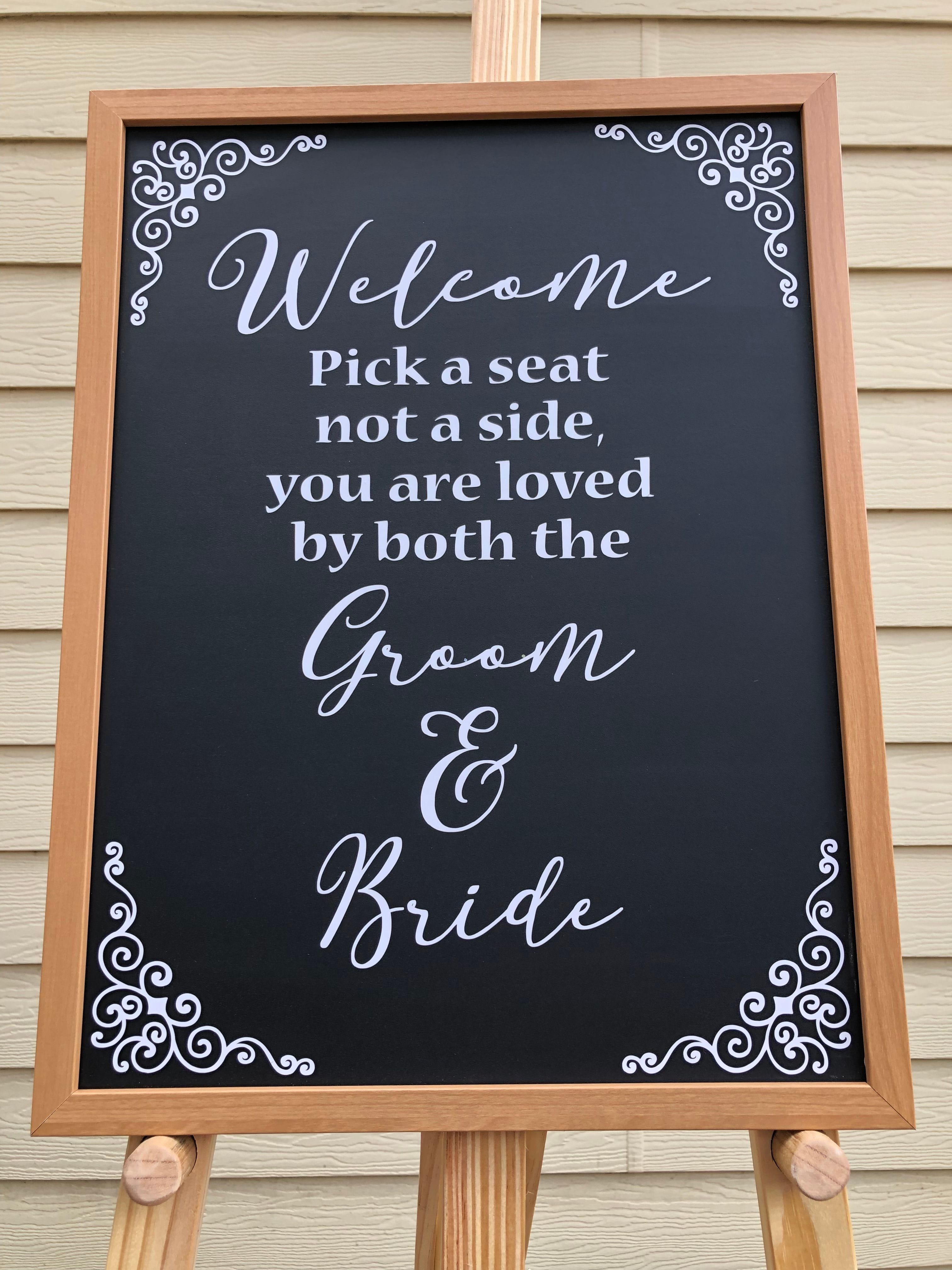 Party Hire Co Ballarat Wedding Ceremony Choose Seat Sign Black and White