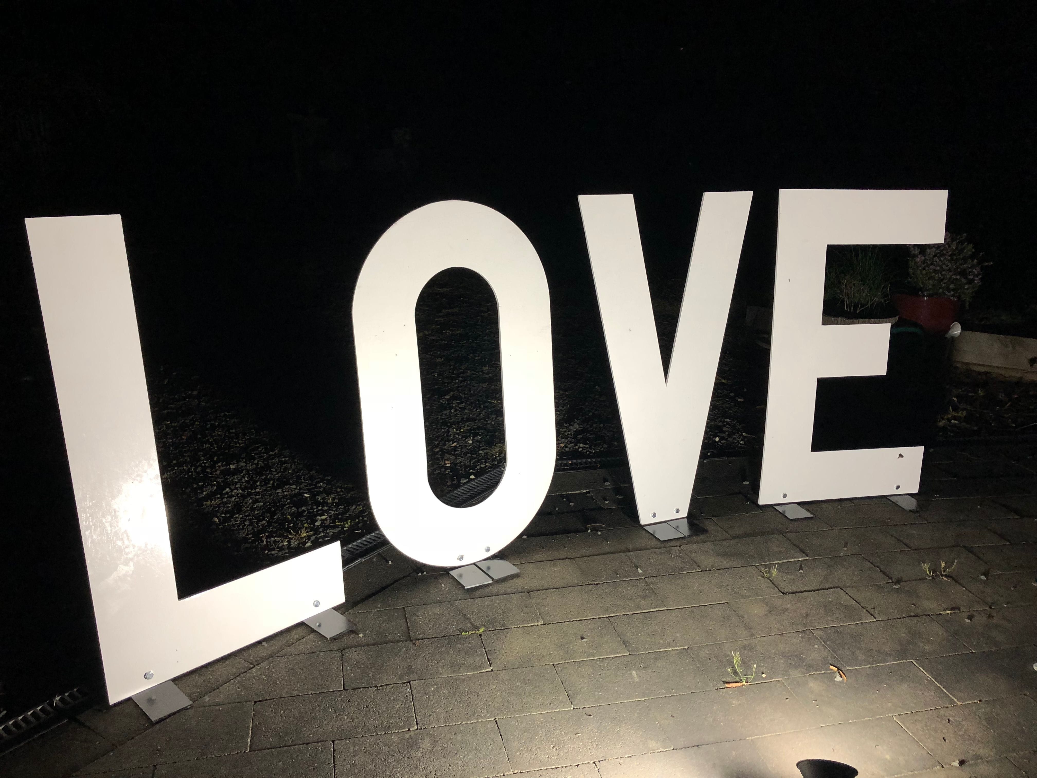 Party Hire Co Ballarat LOVE Letters Giant Large White Marquee Letters Flood Light Event