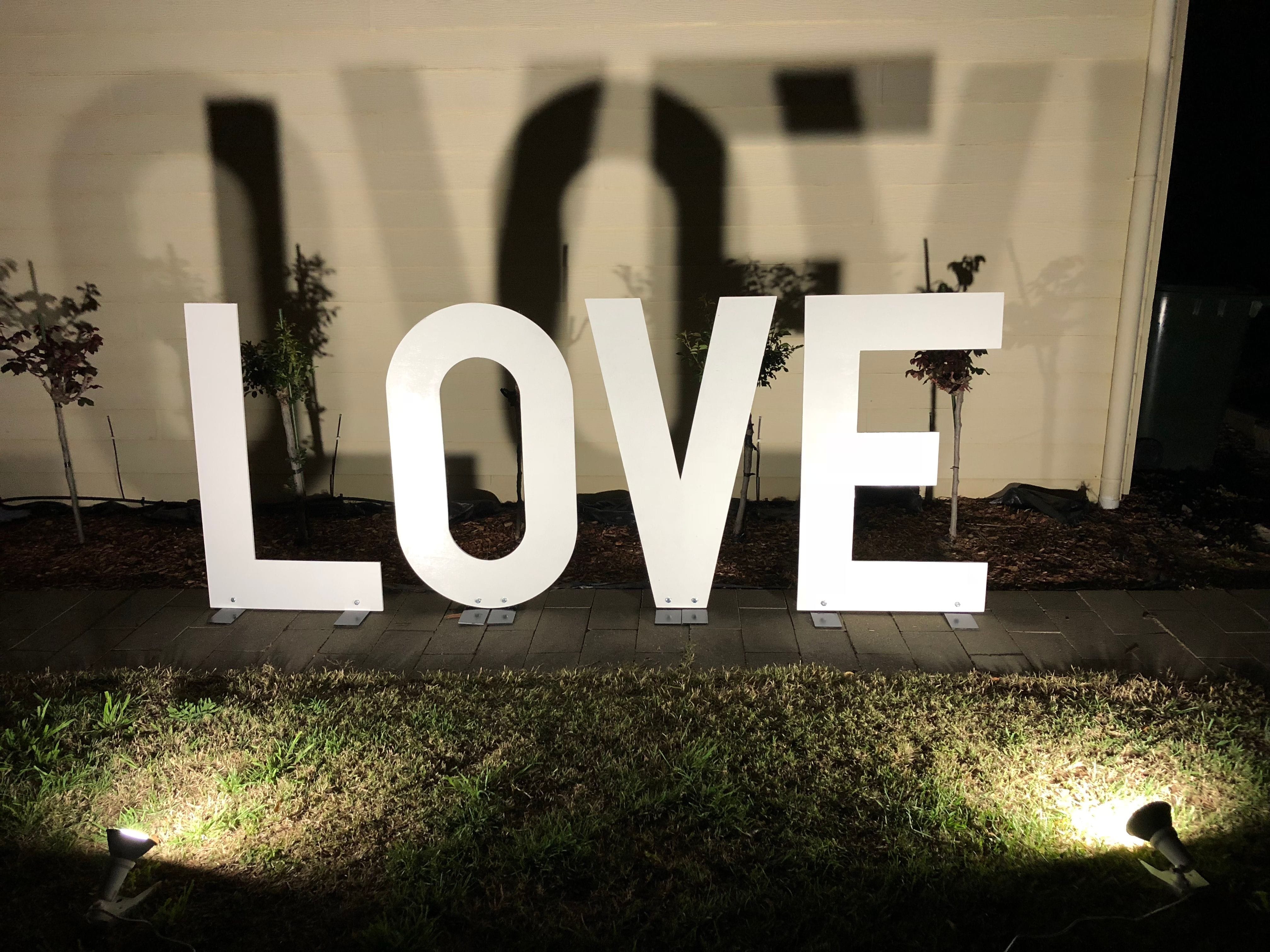 Party Hire Co Ballarat Giant White LOVE letters Wedding Engagement