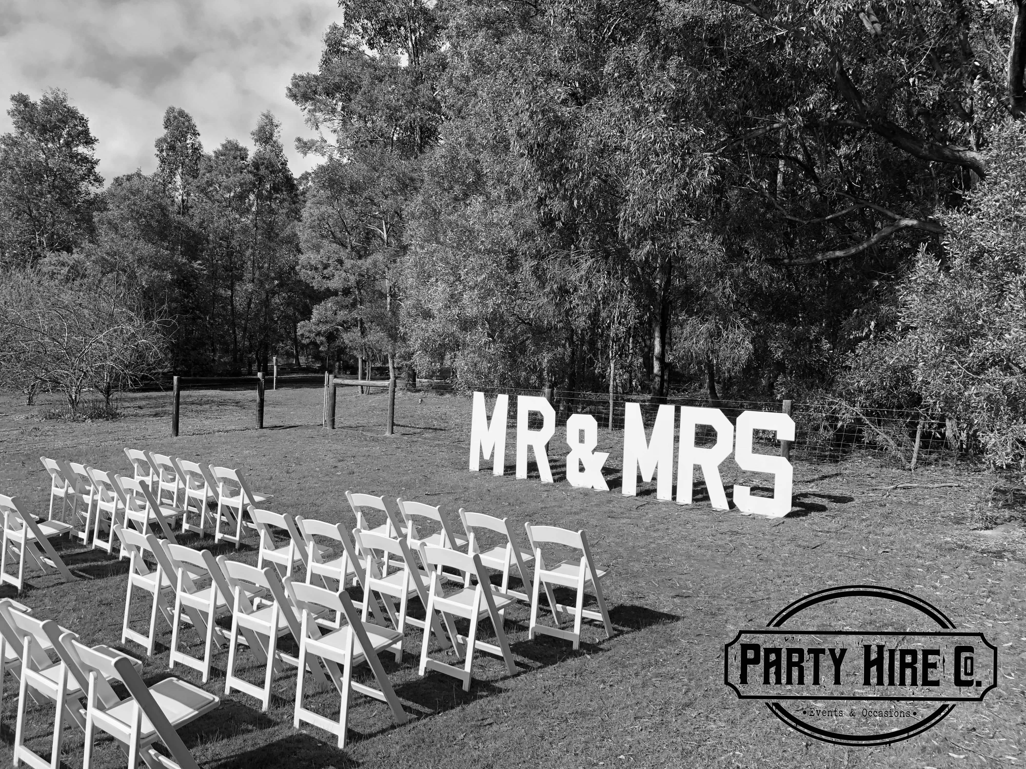 Giant White MR & MRS Letters Party Hire Co Ballarat Ceremony Wedding Prop